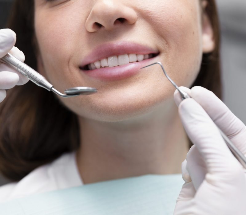 close up smiley patient at appointment