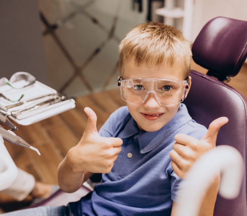 Little boy patient at dentist